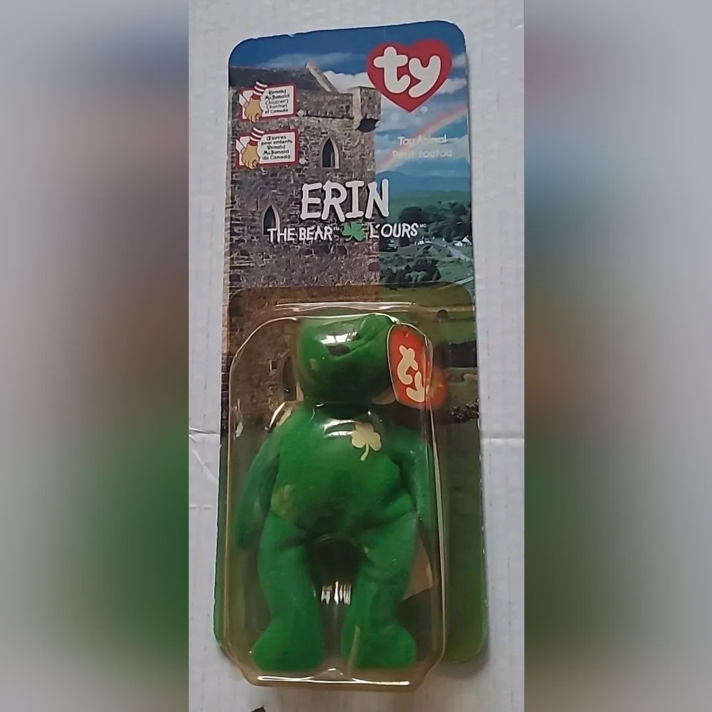 Ty Rare Mcdonald's Erin The Bear 🍀L'Ours ty Beanie Baby (Has Error)
